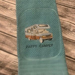 Custom Embroidered Happy Camper RV Hand Dish Towel 16x26